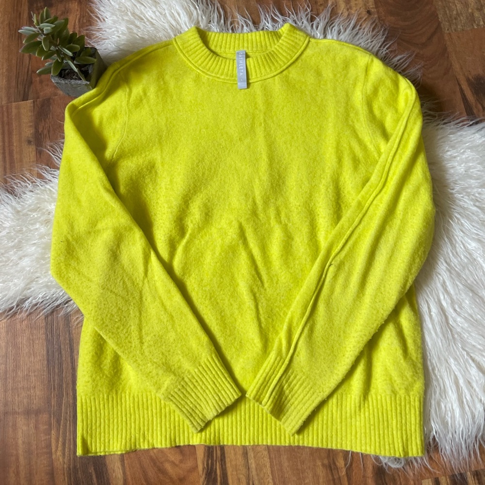 Athleta Transit Crew Sweater Neon Yellow